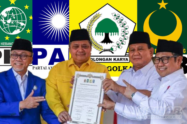 empat pimpinan Partai Politik (Parpol) deklarasikan dukungan terhadap Prabowo Subianto sebagai calon Presiden Indonesia periode 2024 - 2028.